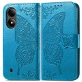 For ZTE Blade A33S Butterfly Love Flower Embossed Leather Phone Case(Blue)