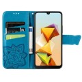 For ZTE Blade A33S Butterfly Love Flower Embossed Leather Phone Case(Blue)