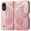 For ZTE Blade A33S Butterfly Love Flower Embossed Leather Phone Case(Rose Gold)