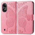 For ZTE Blade A33S Butterfly Love Flower Embossed Leather Phone Case(Pink)