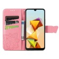 For ZTE Blade A33S Butterfly Love Flower Embossed Leather Phone Case(Pink)