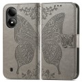 For ZTE Blade A33S Butterfly Love Flower Embossed Leather Phone Case(Gray)