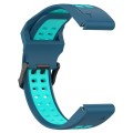 For Garmin Fenix 7 Pro 47mm 22mm Two-Color Reverse Buckle Silicone Watch Band(Blue+Teal)