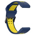 For Garmin Fenix 5S Plus 20mm Two-Color Reverse Buckle Silicone Watch Band(Blue+Yellow)