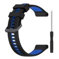 For Garmin Forerunner 965 Sports Two-Color Silicone Watch Band(Black+Blue)