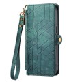 For Samsung Galaxy S23 Ultra 5G Geometric Zipper Wallet Side Buckle Leather Phone Case(Green)