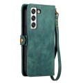 For Samsung Galaxy S23 Ultra 5G Geometric Zipper Wallet Side Buckle Leather Phone Case(Green)