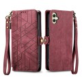 For Samsung Galaxy A05 Geometric Zipper Wallet Side Buckle Leather Phone Case(Red)