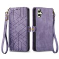 For Samsung Galaxy A05 Geometric Zipper Wallet Side Buckle Leather Phone Case(Purple)