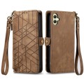 For Samsung Galaxy A05 Geometric Zipper Wallet Side Buckle Leather Phone Case(Brown)