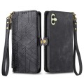 For Samsung Galaxy A05 Geometric Zipper Wallet Side Buckle Leather Phone Case(Black)