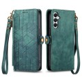Samsung Galaxy A05s Geometric Zipper Wallet Side Buckle Leather Phone Case(Green)