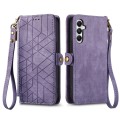 Samsung Galaxy A05s Geometric Zipper Wallet Side Buckle Leather Phone Case(Purple)
