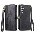 Samsung Galaxy A05s Geometric Zipper Wallet Side Buckle Leather Phone Case(Black)