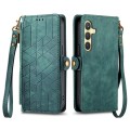 For Samsung Galaxy S24 5G Geometric Zipper Wallet Side Buckle Leather Phone Case(Green)