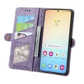 For Samsung Galaxy S24 5G Geometric Zipper Wallet Side Buckle Leather Phone Case(Purple)