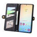 For Samsung Galaxy S24+ 5G Geometric Zipper Wallet Side Buckle Leather Phone Case(Black)