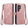 For Samsung Galaxy S24 Ultra 5G Geometric Zipper Wallet Side Buckle Leather Phone Case(Pink)