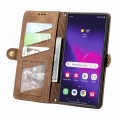 For Samsung Galaxy S24 Ultra 5G Geometric Zipper Wallet Side Buckle Leather Phone Case(Brown)