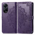 For OPPO A98 Mandala Flower Embossed Leather Phone Case(Purple)