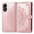 For OPPO A78 4G Mandala Flower Embossed Leather Phone Case(Rose Gold)