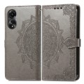 For OPPO A78 4G Mandala Flower Embossed Leather Phone Case(Gray)