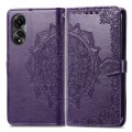 For OPPO A78 4G Mandala Flower Embossed Leather Phone Case(Purple)