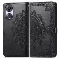 For OPPO A58 5G Mandala Flower Embossed Leather Phone Case(Black)