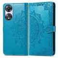 For OPPO A58 5G Mandala Flower Embossed Leather Phone Case(Blue)