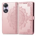 For OPPO A58 5G Mandala Flower Embossed Leather Phone Case(Rose Gold)