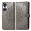 For OPPO A58 5G Mandala Flower Embossed Leather Phone Case(Gray)