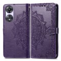 For OPPO A58 5G Mandala Flower Embossed Leather Phone Case(Purple)