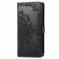 For Realme 12 Pro+ Mandala Flower Embossed Leather Phone Case(Black)