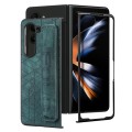 For Samsung Galaxy Z Fold5 JUNSUNMAY Retro Pattern Leather Skin PC Folding Phone Case with Pen Slot(