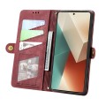 For Redmi Note 13 5G Global Geometric Zipper Wallet Side Buckle Leather Phone Case(Red)