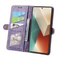 For Redmi Note 13 4G Geometric Zipper Wallet Side Buckle Leather Phone Case(Purple)