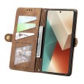 For Redmi Note 13 4G Geometric Zipper Wallet Side Buckle Leather Phone Case(Brown)