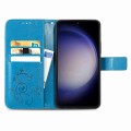 For Samsung Galaxy S23 FE 5G Four-leaf Clasp Embossed Buckle Leather Phone Case(Blue)