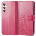 For Samsung Galaxy A25 5G Four-leaf Clasp Embossed Buckle Leather Phone Case(Magenta)