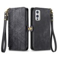 For OnePlus Nord 3 Geometric Zipper Wallet Side Buckle Leather Phone Case(Black)