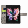 For Samsung Galaxy Z Fold5 Butterfly Love Flower Embossed Leather Phone Case(Gray)