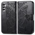 For Samsung Galaxy A05s Butterfly Love Flower Embossed Leather Phone Case(Black)