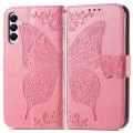 For Samsung Galaxy A05s Butterfly Love Flower Embossed Leather Phone Case(Pink)