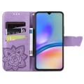 For Samsung Galaxy A05s Butterfly Love Flower Embossed Leather Phone Case(Light Purple)