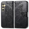 For Samsung Galaxy S24 5G Butterfly Love Flower Embossed Leather Phone Case(Black)