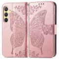 For Samsung Galaxy S24 5G Butterfly Love Flower Embossed Leather Phone Case(Rose Gold)