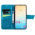 For Samsung Galaxy S24 5G Butterfly Love Flower Embossed Leather Phone Case(Blue)