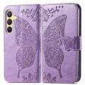 For Samsung Galaxy S24 5G Butterfly Love Flower Embossed Leather Phone Case(Light Purple)