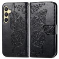 For Samsung Galaxy S24+ 5G Butterfly Love Flower Embossed Leather Phone Case(Black)