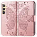 For Samsung Galaxy S24+ 5G Butterfly Love Flower Embossed Leather Phone Case(Rose Gold)